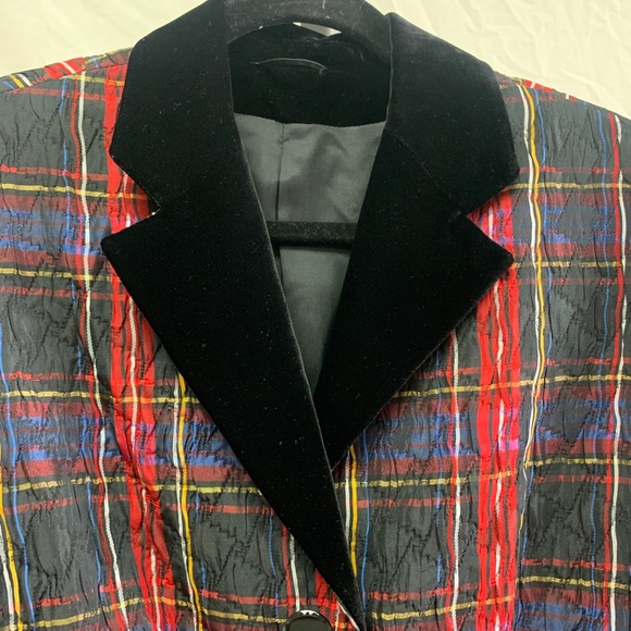 Algo Women’s Black Watch plaid jacket velvet lapel - Picture 3 of 8